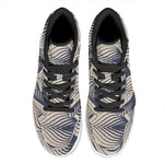 Vintage Geometric Leaf Pattern Print High Top Leather Sneakers