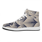 Vintage Geometric Leaf Pattern Print High Top Leather Sneakers