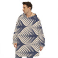 Vintage Geometric Leaf Pattern Print Hoodie Blanket