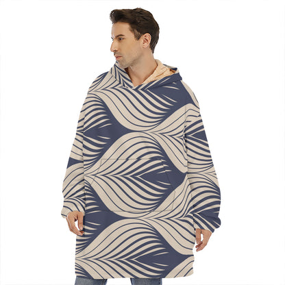 Vintage Geometric Leaf Pattern Print Hoodie Blanket