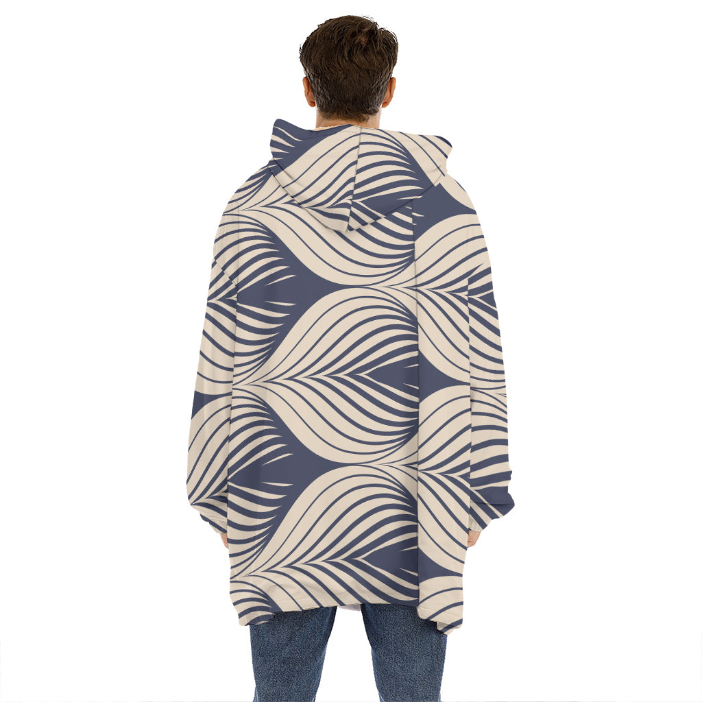 Vintage Geometric Leaf Pattern Print Hoodie Blanket