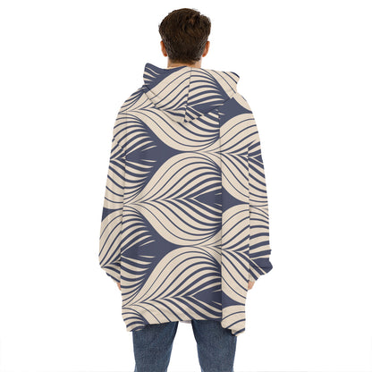 Vintage Geometric Leaf Pattern Print Hoodie Blanket
