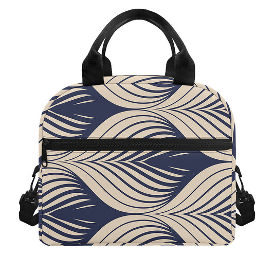 Vintage Geometric Leaf Pattern Print Insulated Lunch Bag