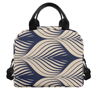 Vintage Geometric Leaf Pattern Print Insulated Lunch Bag