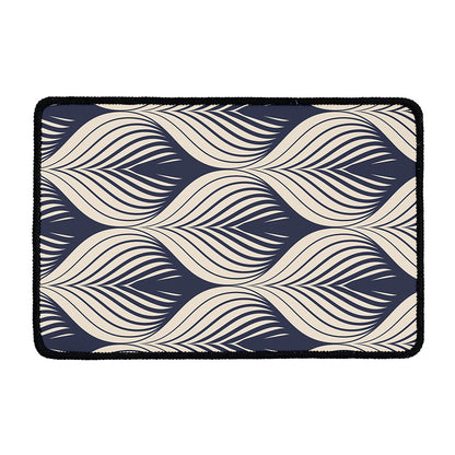 Vintage Geometric Leaf Pattern Print Kitchen Mat
