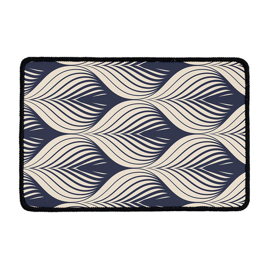 Vintage Geometric Leaf Pattern Print Kitchen Mat