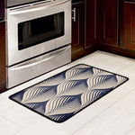 Vintage Geometric Leaf Pattern Print Kitchen Mat