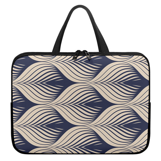 Vintage Geometric Leaf Pattern Print Laptop Sleeve With Handle