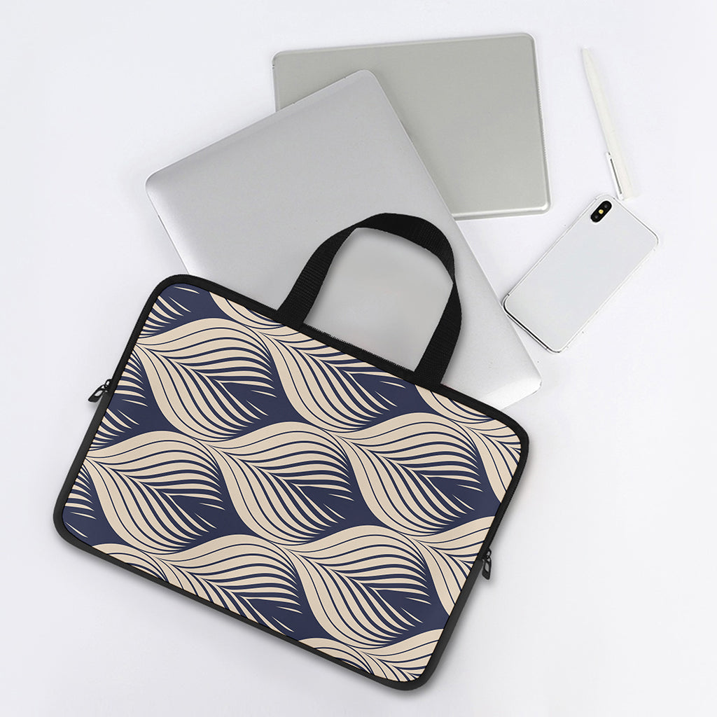 Vintage Geometric Leaf Pattern Print Laptop Sleeve With Handle