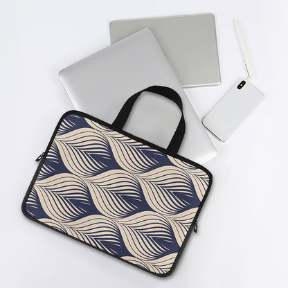 Vintage Geometric Leaf Pattern Print Laptop Sleeve With Handle