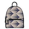 Vintage Geometric Leaf Pattern Print Leather Backpack