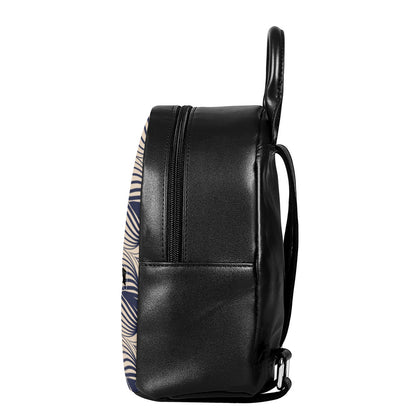 Vintage Geometric Leaf Pattern Print Leather Backpack