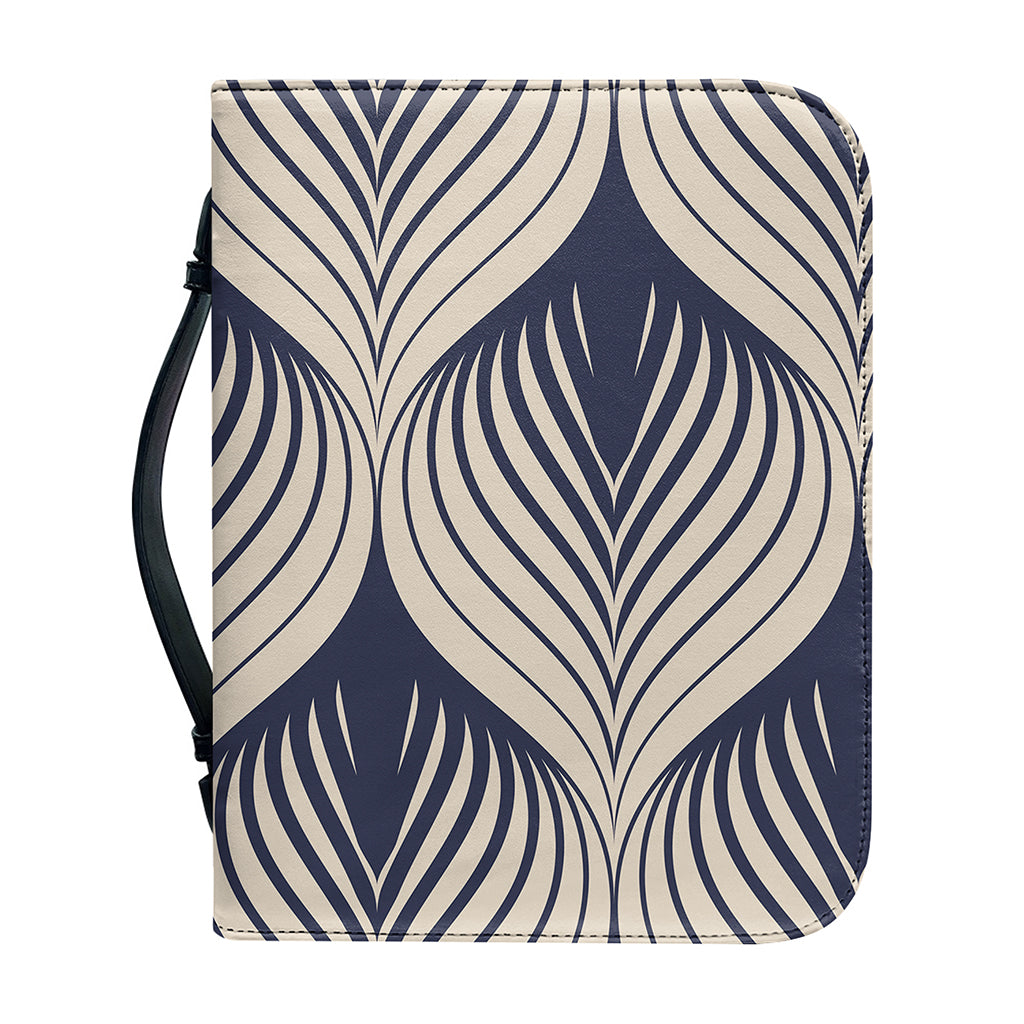 Vintage Geometric Leaf Pattern Print Leather Bible Cover
