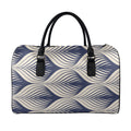 Vintage Geometric Leaf Pattern Print Leather Duffel Bag