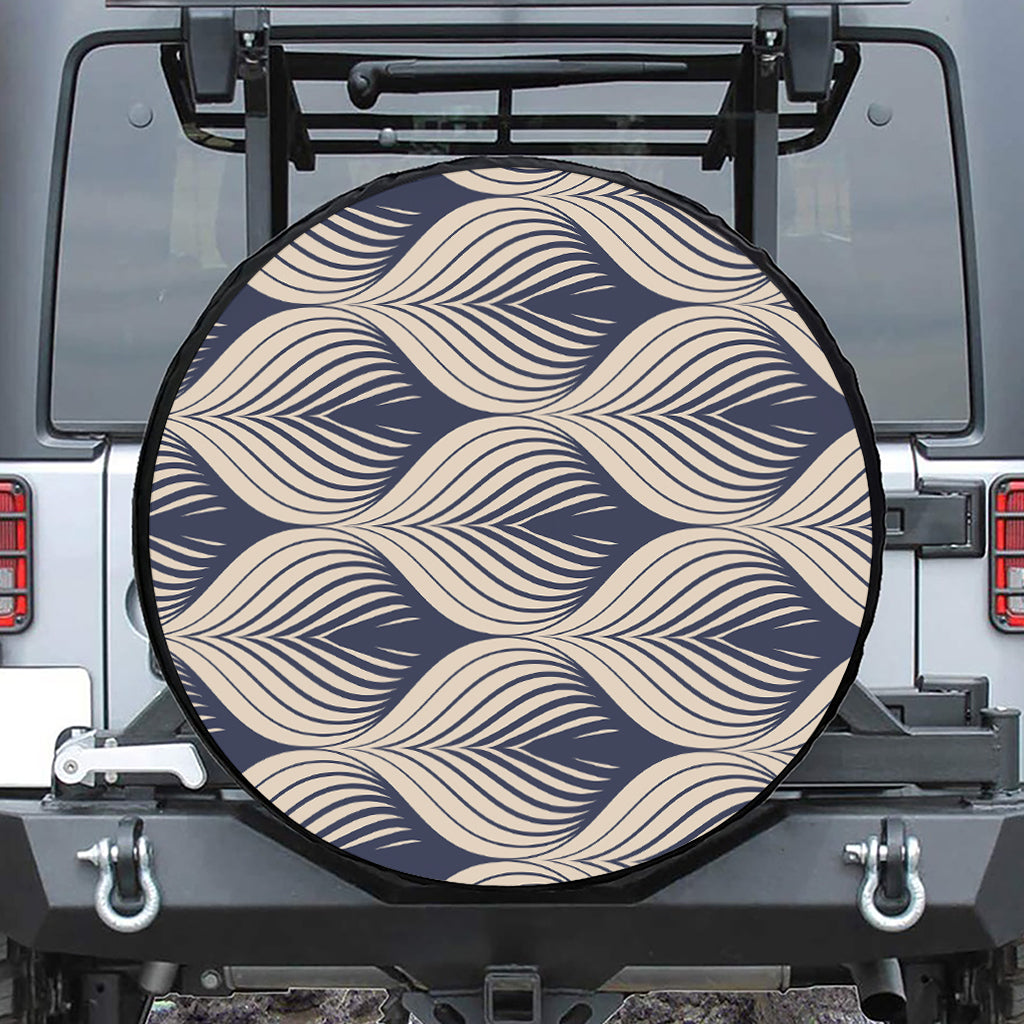 Vintage Geometric Leaf Pattern Print Leather Spare Tire Cover