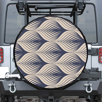 Vintage Geometric Leaf Pattern Print Leather Spare Tire Cover