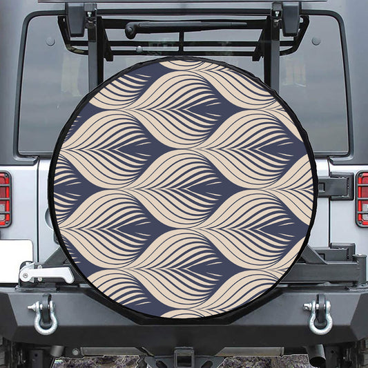 Vintage Geometric Leaf Pattern Print Leather Spare Tire Cover