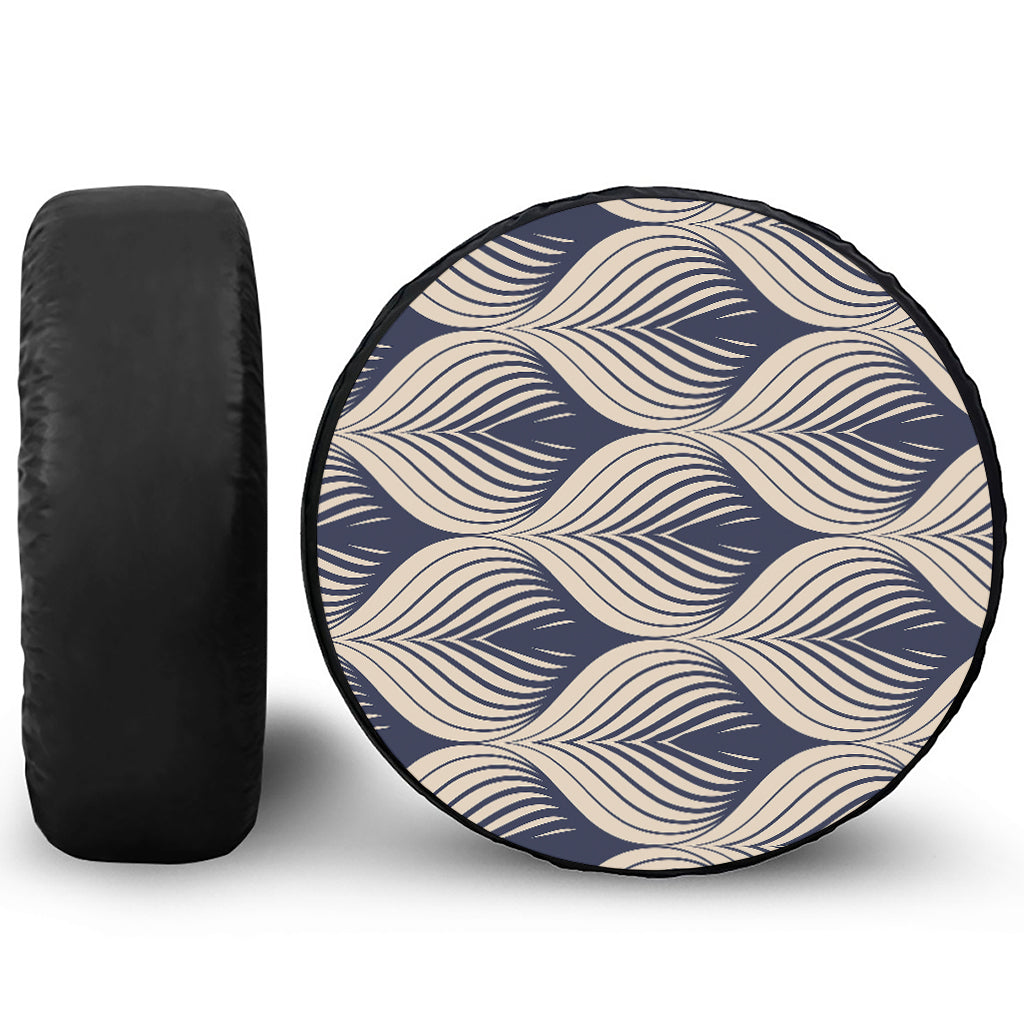 Vintage Geometric Leaf Pattern Print Leather Spare Tire Cover
