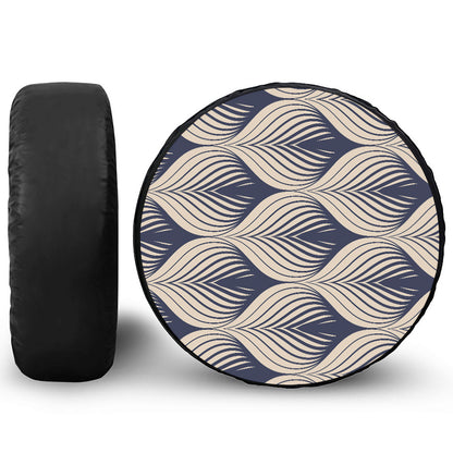 Vintage Geometric Leaf Pattern Print Leather Spare Tire Cover