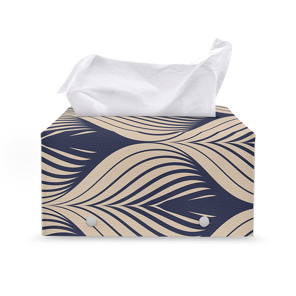 Vintage Geometric Leaf Pattern Print Leather Tissue Box Cover