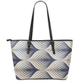 Vintage Geometric Leaf Pattern Print Leather Tote Bag With Zipper