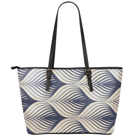 Vintage Geometric Leaf Pattern Print Leather Tote Bag