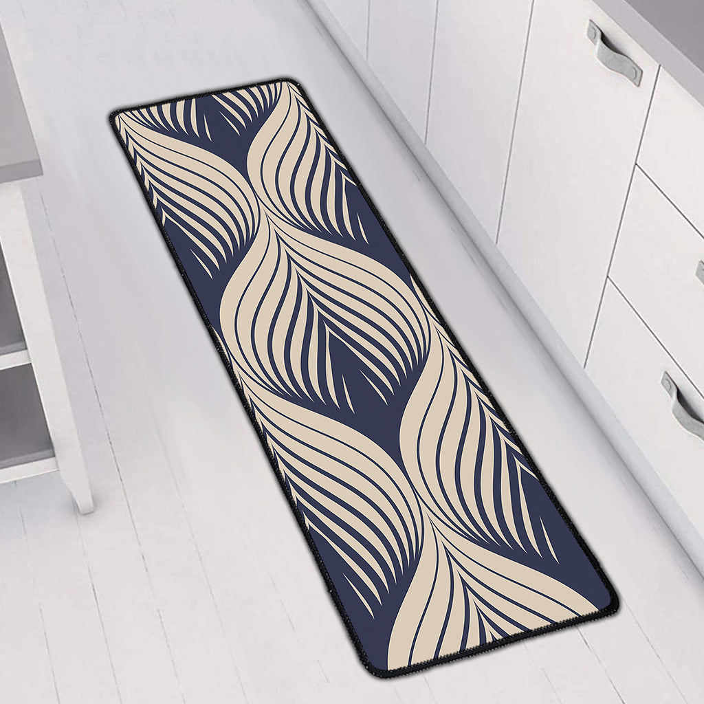 Vintage Geometric Leaf Pattern Print Long Kitchen Mat