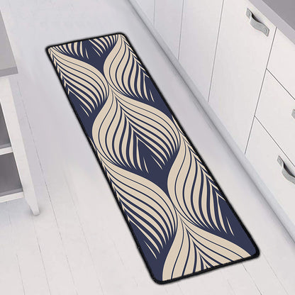 Vintage Geometric Leaf Pattern Print Long Kitchen Mat