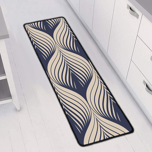Vintage Geometric Leaf Pattern Print Long Kitchen Mat
