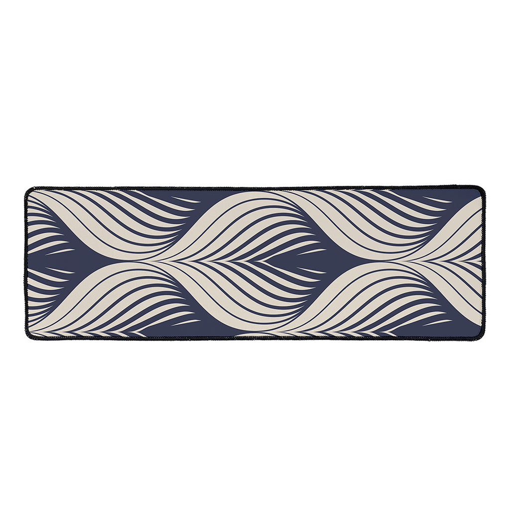Vintage Geometric Leaf Pattern Print Long Kitchen Mat