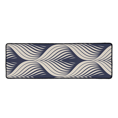 Vintage Geometric Leaf Pattern Print Long Kitchen Mat