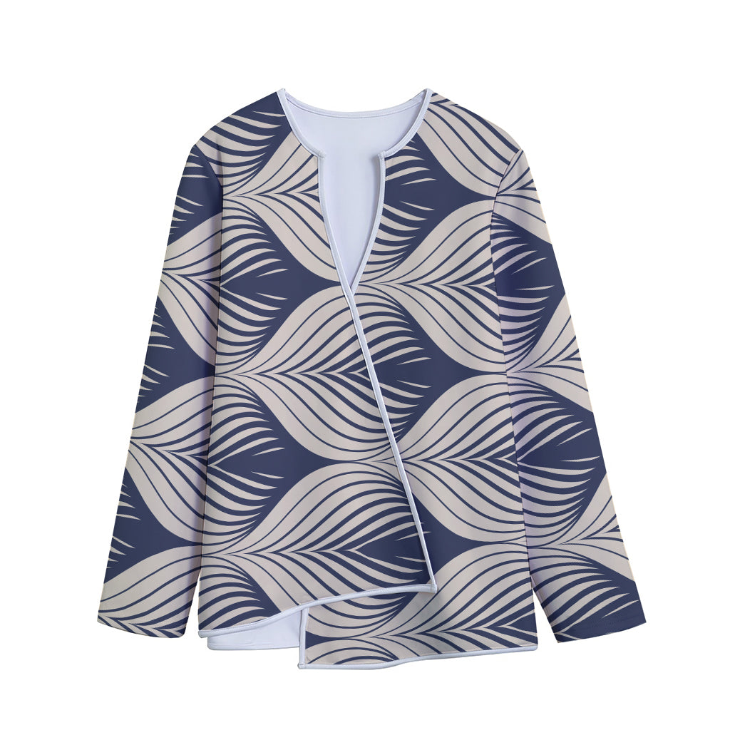 Vintage Geometric Leaf Pattern Print Long Sleeve Short Coat