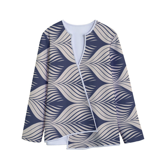 Vintage Geometric Leaf Pattern Print Long Sleeve Short Coat