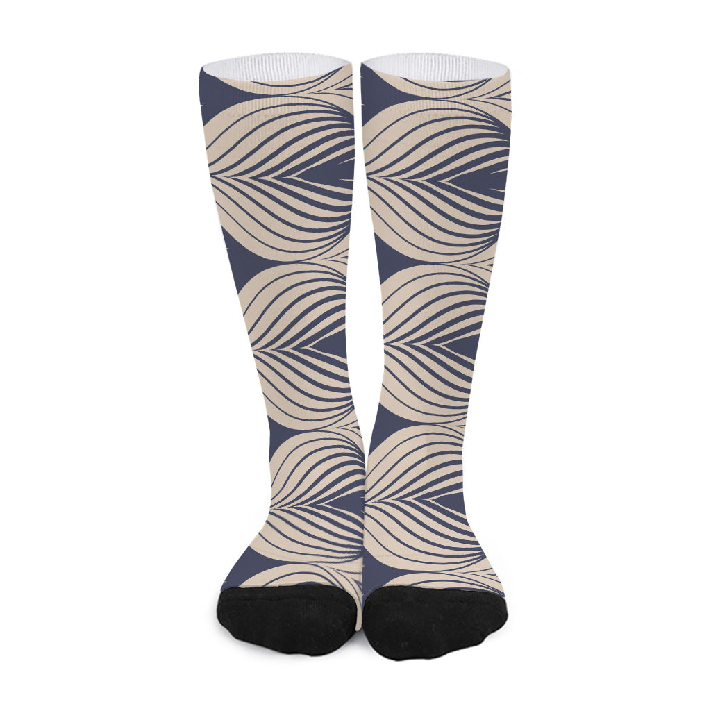 Vintage Geometric Leaf Pattern Print Long Socks