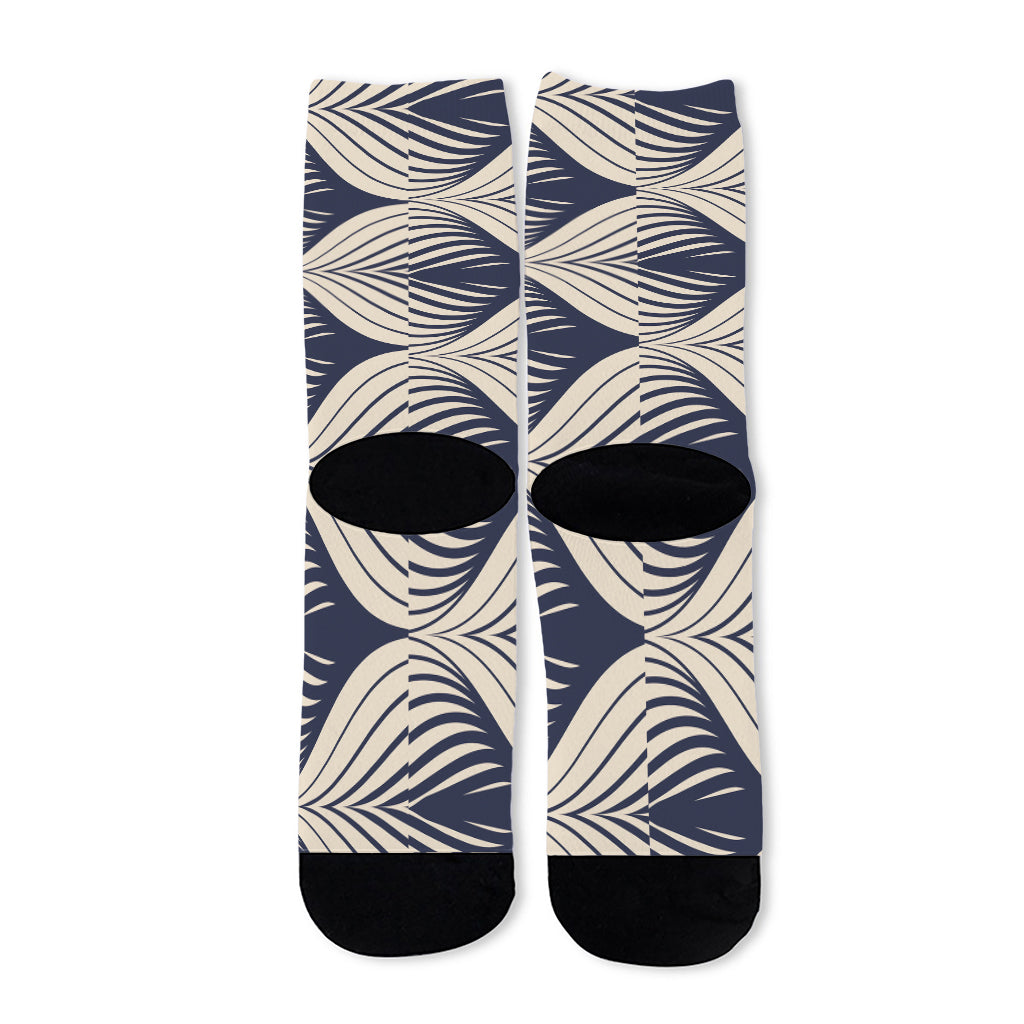 Vintage Geometric Leaf Pattern Print Long Socks