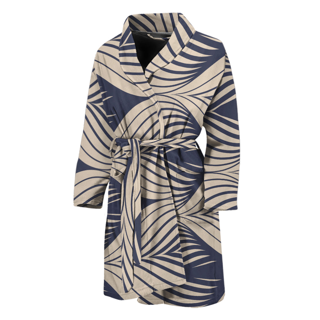 Vintage Geometric Leaf Pattern Print Men's Bathrobe