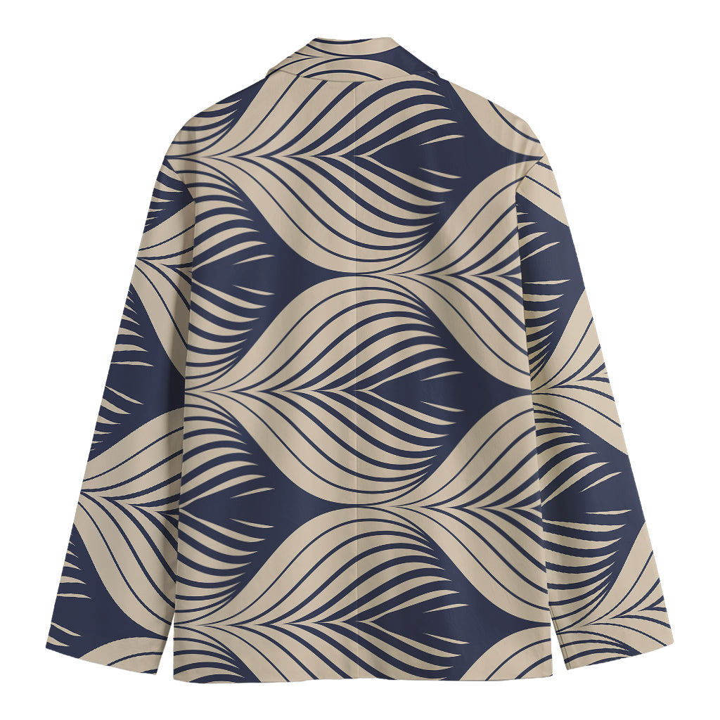 Vintage Geometric Leaf Pattern Print Men's Blazer