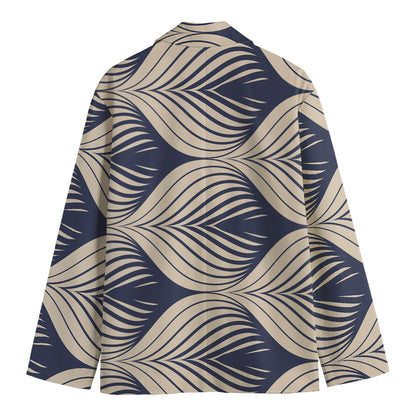 Vintage Geometric Leaf Pattern Print Men's Blazer
