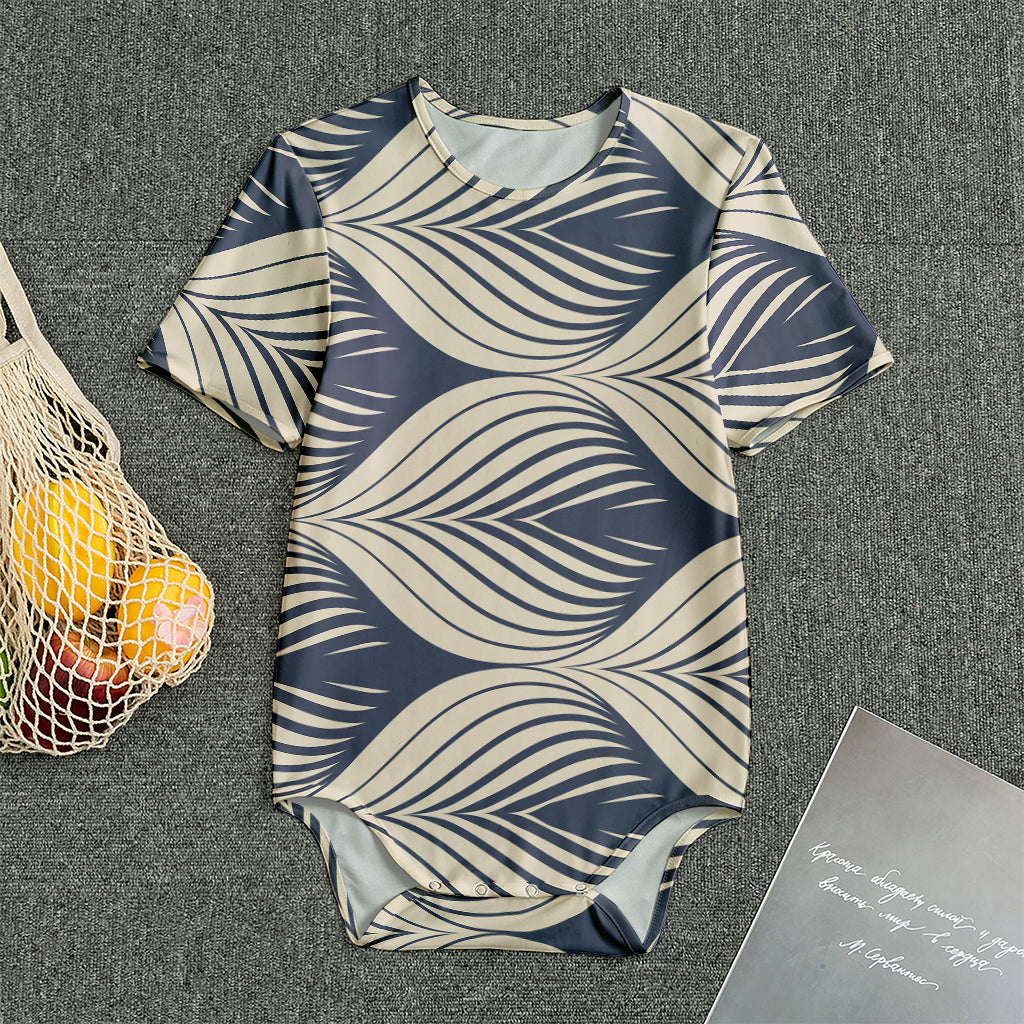 Vintage Geometric Leaf Pattern Print Men's Bodysuit