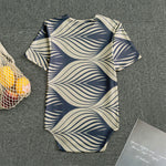 Vintage Geometric Leaf Pattern Print Men's Bodysuit