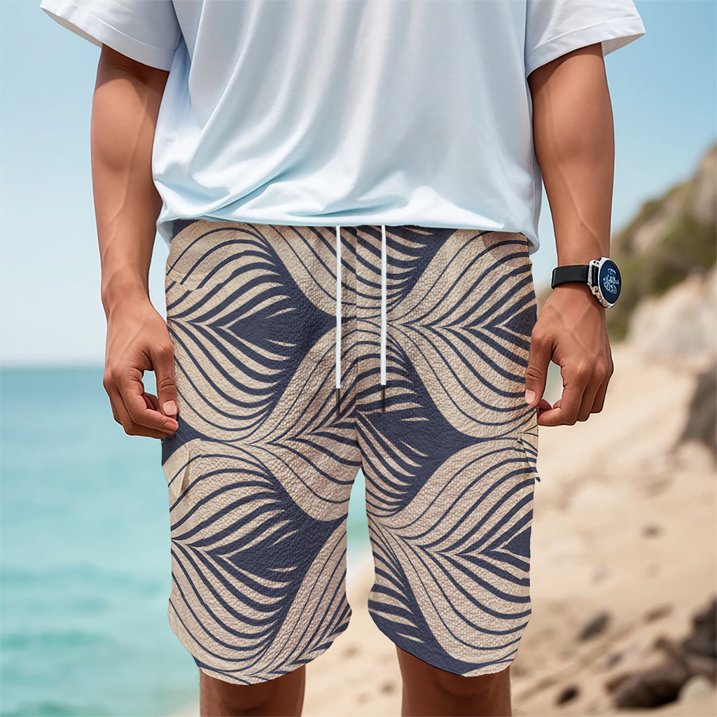 Vintage Geometric Leaf Pattern Print Men's Cargo Shorts