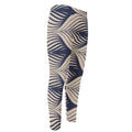Vintage Geometric Leaf Pattern Print Men's Compression Pants