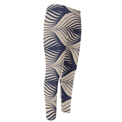 Vintage Geometric Leaf Pattern Print Men's Compression Pants