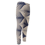 Vintage Geometric Leaf Pattern Print Men's Compression Pants