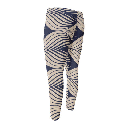 Vintage Geometric Leaf Pattern Print Men's Compression Pants