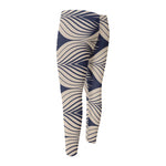 Vintage Geometric Leaf Pattern Print Men's Compression Pants