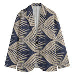 Vintage Geometric Leaf Pattern Print Men's Cotton Blazer