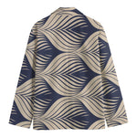 Vintage Geometric Leaf Pattern Print Men's Cotton Blazer