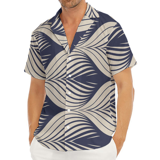 Vintage Geometric Leaf Pattern Print Men's Deep V-Neck Shirt