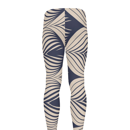Vintage Geometric Leaf Pattern Print Men's leggings